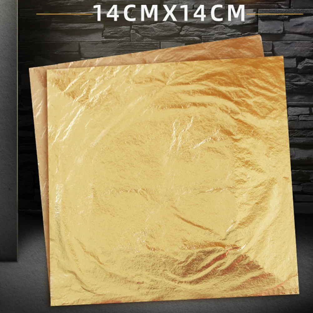 

100Pcs Gold Leaf Imitation Foil Paper Sheets Lightweight Decoration for Home Wall Ceiling Crafts Picture