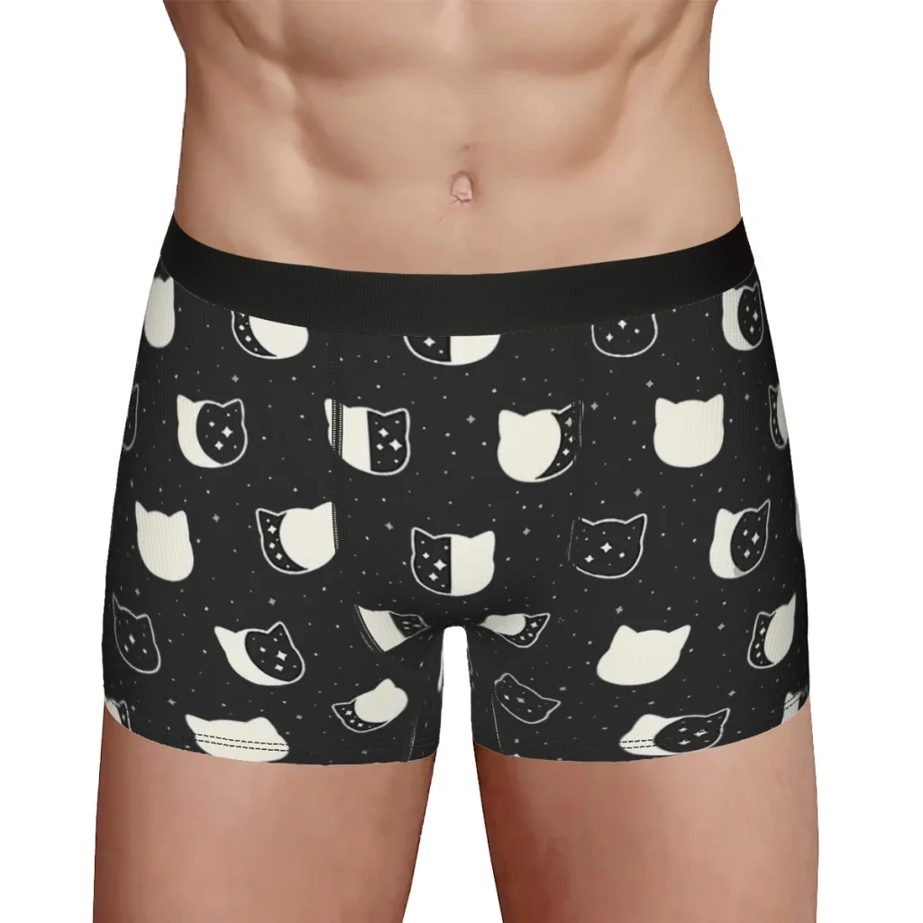 Cat Moon Phases  Underpants Homme Panties Men's Underwear Comfortable Shorts Boxer Briefs