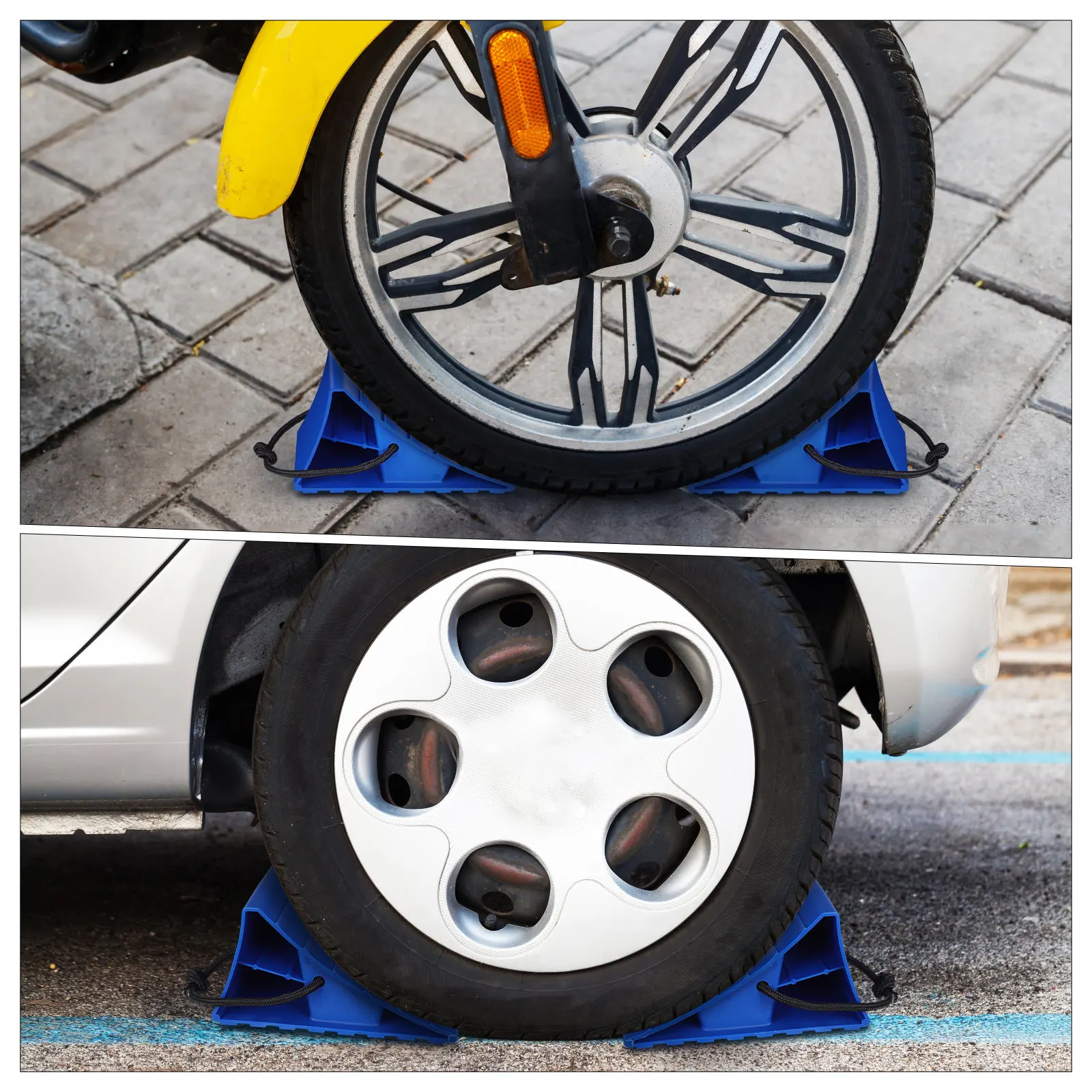 

2Pcs Wheel Chocks Heavy Duty Vehicle Stoppers for Cars Trucks Trailers Safe Stability Tire Blocks Wheel Chocks