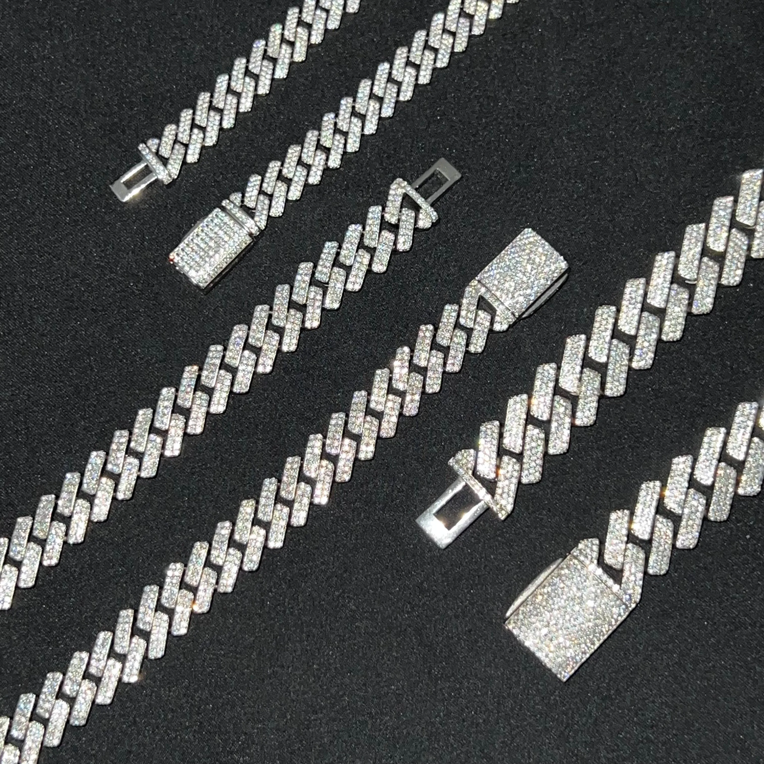 8mm 6mm 12mm Cuban Link Chain Necklace 925 Silver VVS Iced Out Hiphop Moissanite Cuban Chain.