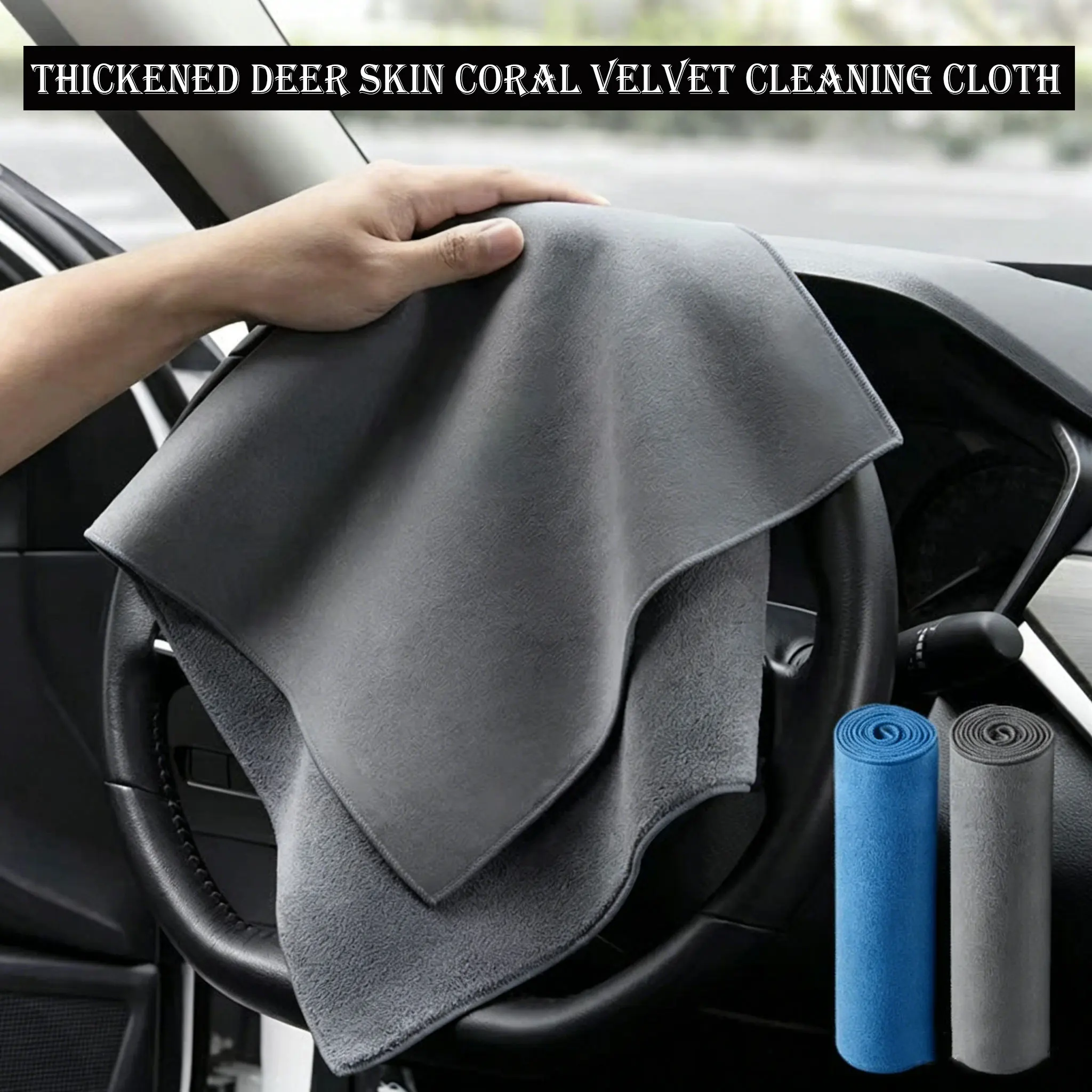 Thickened Microfiber Car Washing Towel 400GSM Double-Sided Coral Velvet Clean Towels High Water Absorption Car Wash Drying Cloth