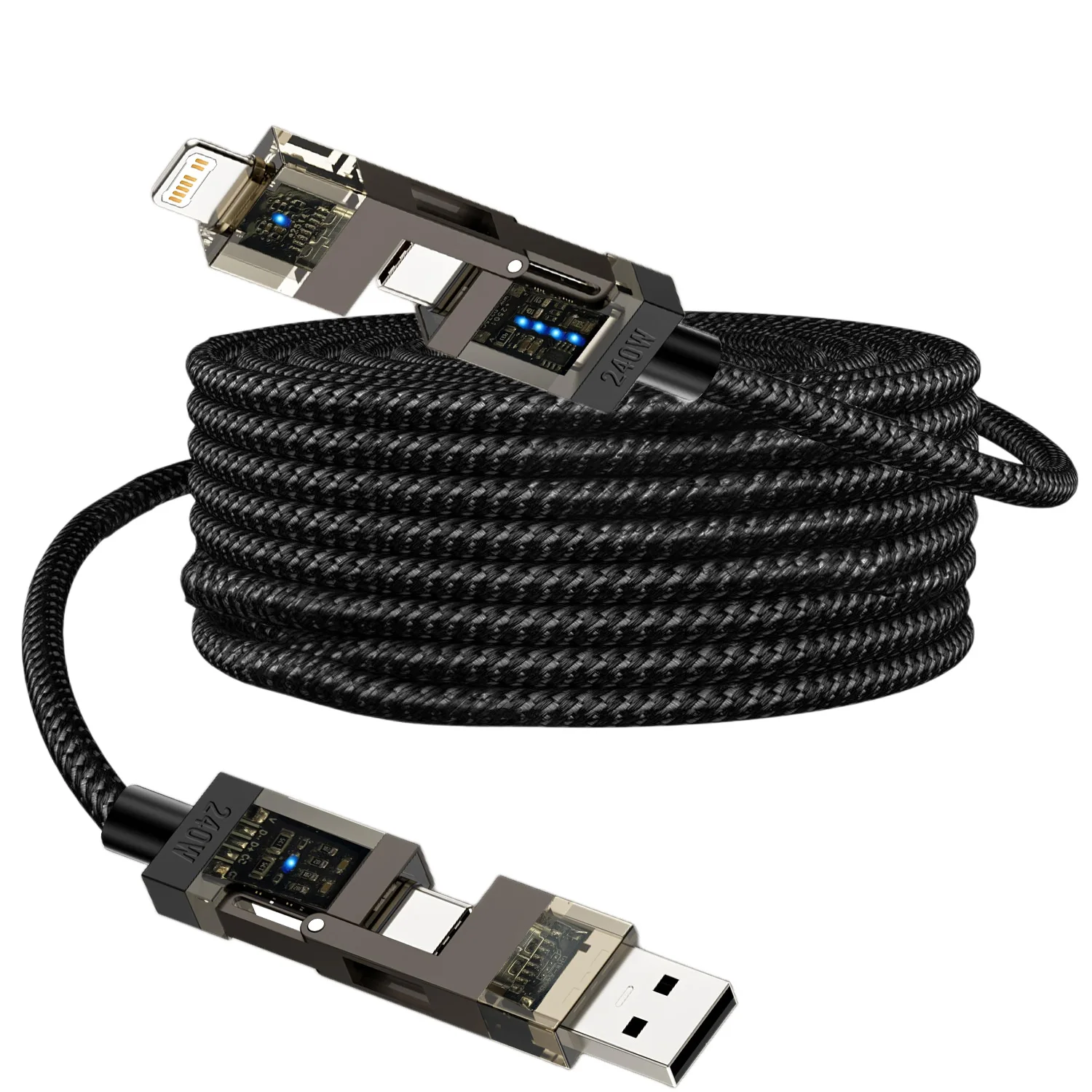 Type C To Typec Cable 2-In-2 240W Pd Fast Charging Usb A To Usb C To iPhone Suitable for iPhone iPad Huawei Xiaomi Samsung