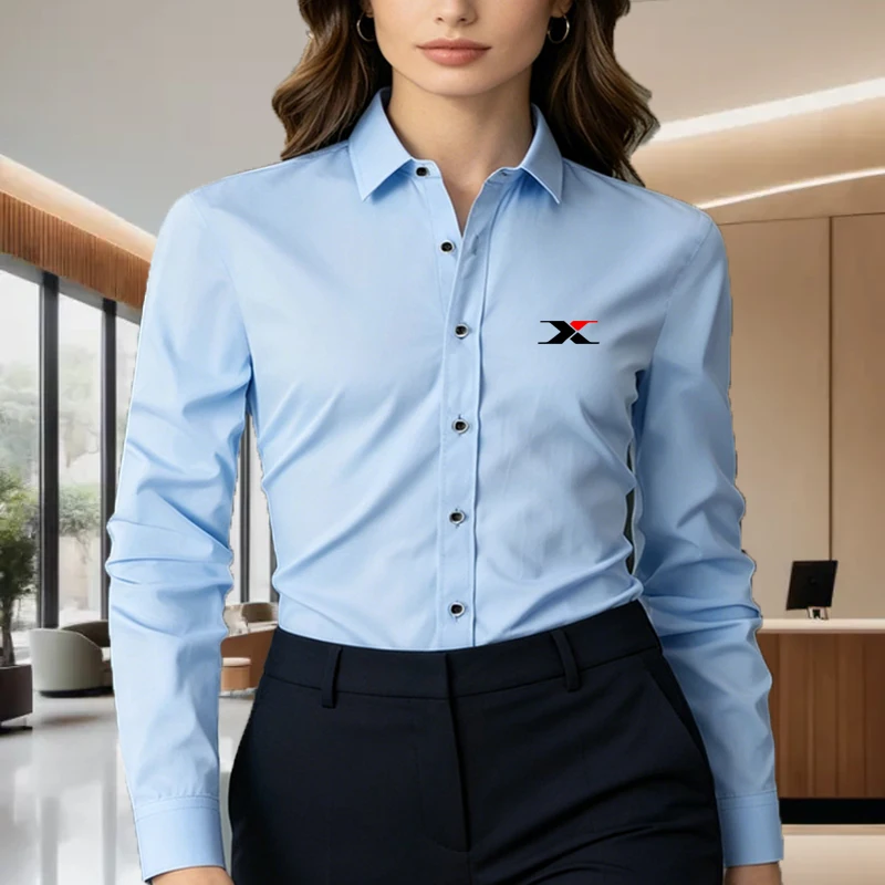 

Women Premium Business Casual Unisex Shirt Word Logo Print Slim Fit Long Sleeve Wrinkle Resistant Dress Shirt Multi Styles