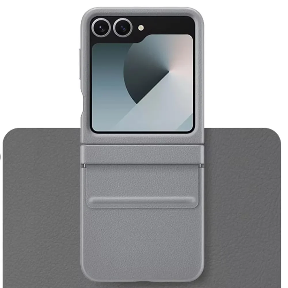 

ZFlip 6, экологически чистый кожаный чехол для Samsung Galaxy Z Flip 6 5G с флокированной подкладкой + противоударный защитный бампер для телефона