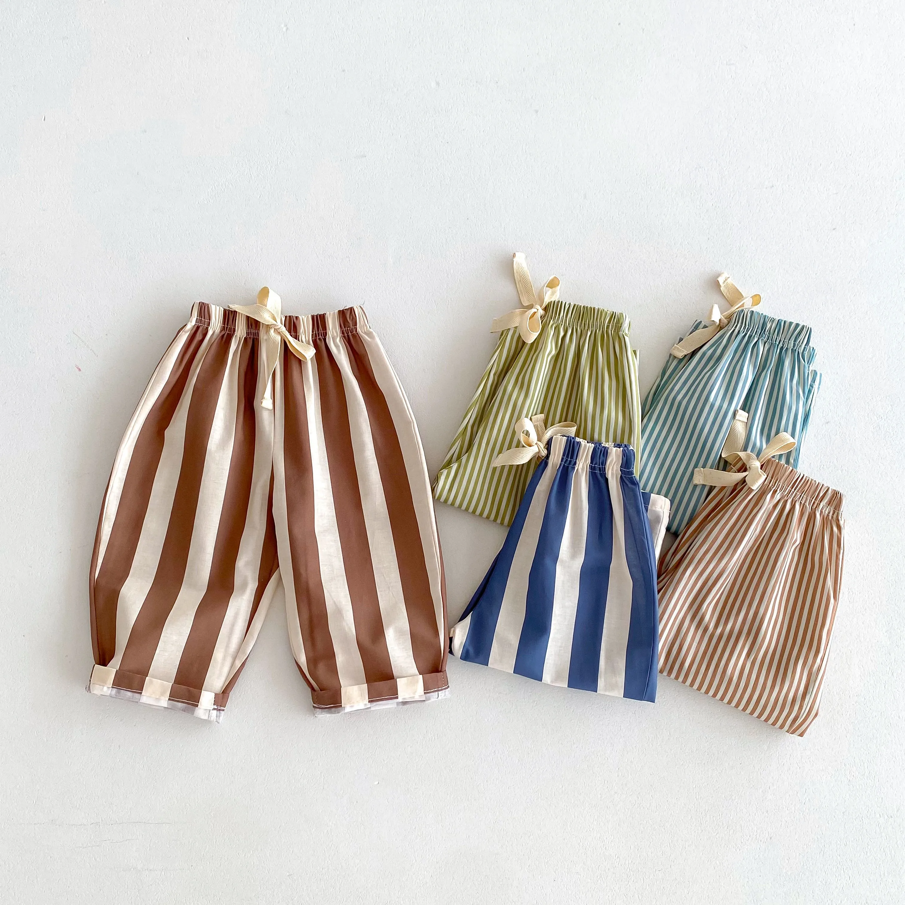 9m-6y Summer Children's Clothes Fashion Striped Harem Pants Loose Casual Baby Boys Girls Trousers Kids Clothing Wide Leg Pants