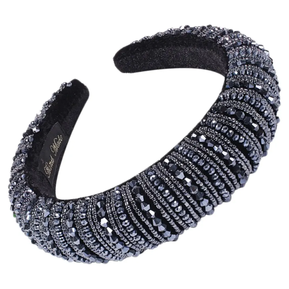 

1pc Simulated Crystal Headband Women Glitter Hair Hoop Wedding Bridesmaid Bridal Party Banquet Sparkling Jewelry Dark Blue