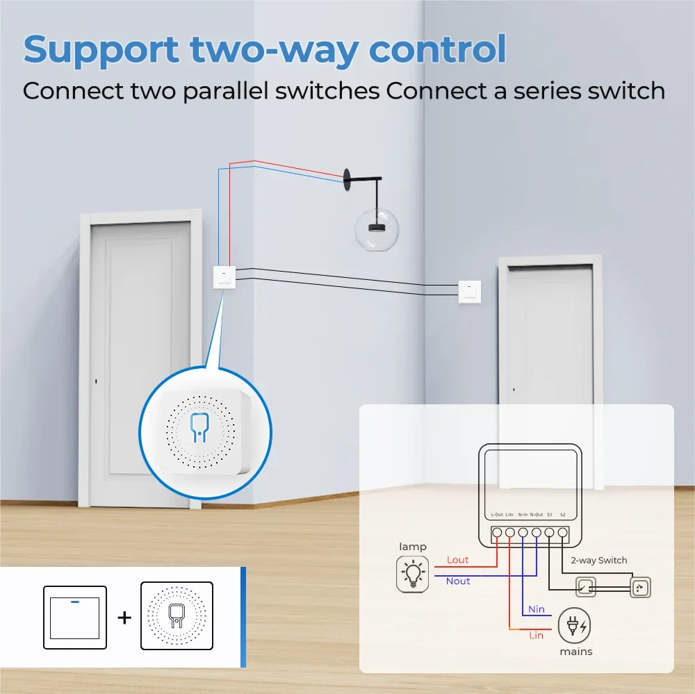 ONENUO 16A Wifi Switch DIY Smart Home Control Relay Smart LIfe APP Control Remotely Timer Works With Alexa Google Home Alice