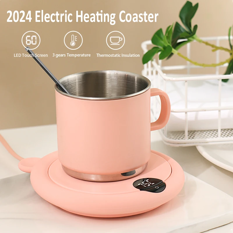 ที่อุ่นแก้วกาแฟหน้าจอสัมผัส LED, 2024อุ่นกาแฟที่อุ่นบนถาดรองแก้วให้ความร้อนเครื่องอุ่นเครื่องดื่มไฟฟ้าสำหรับดื่ม