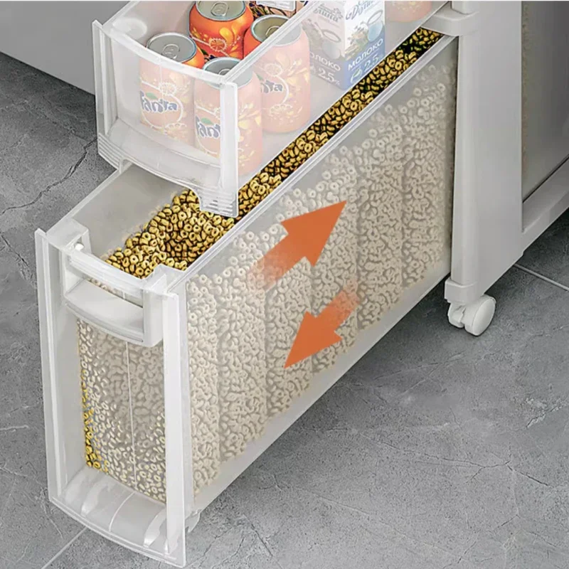 Nordic Drawer Type Kitchen Multi-functional Narrow Slit Storage Cabinet Household Plastics Floor Type Ultra-narrow Gap Cabinet