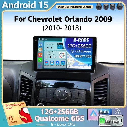 Imagen 1 del producto Android 15 para Chevrolet Orlando 2009 2010 - 2018 2K QLED estéreo Radio de coche reproductor de vídeo Multimedia GPS 4G CarPlay