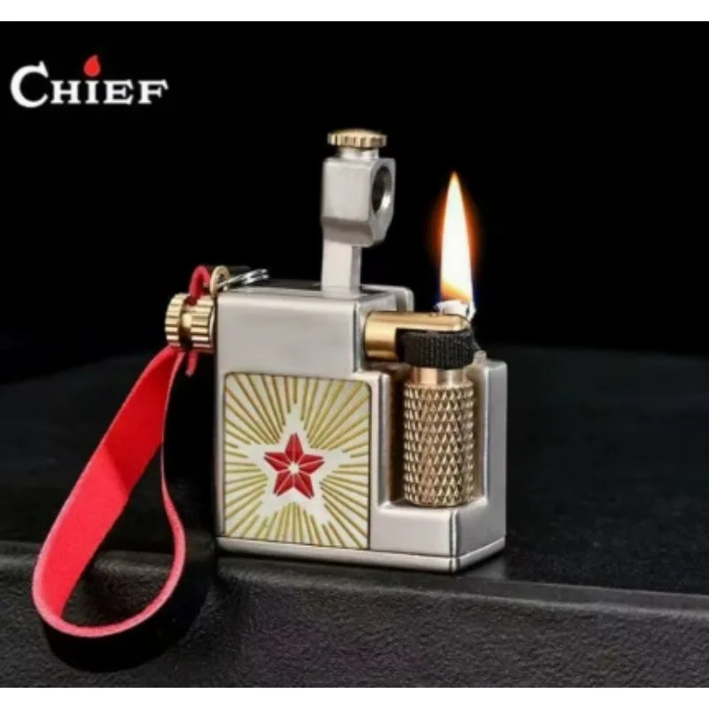 CHIEF 2026 Pure Copper Vintage Lighter Creative Small Square Brick Portable Lighter Pendant for Men's Retro Collectible