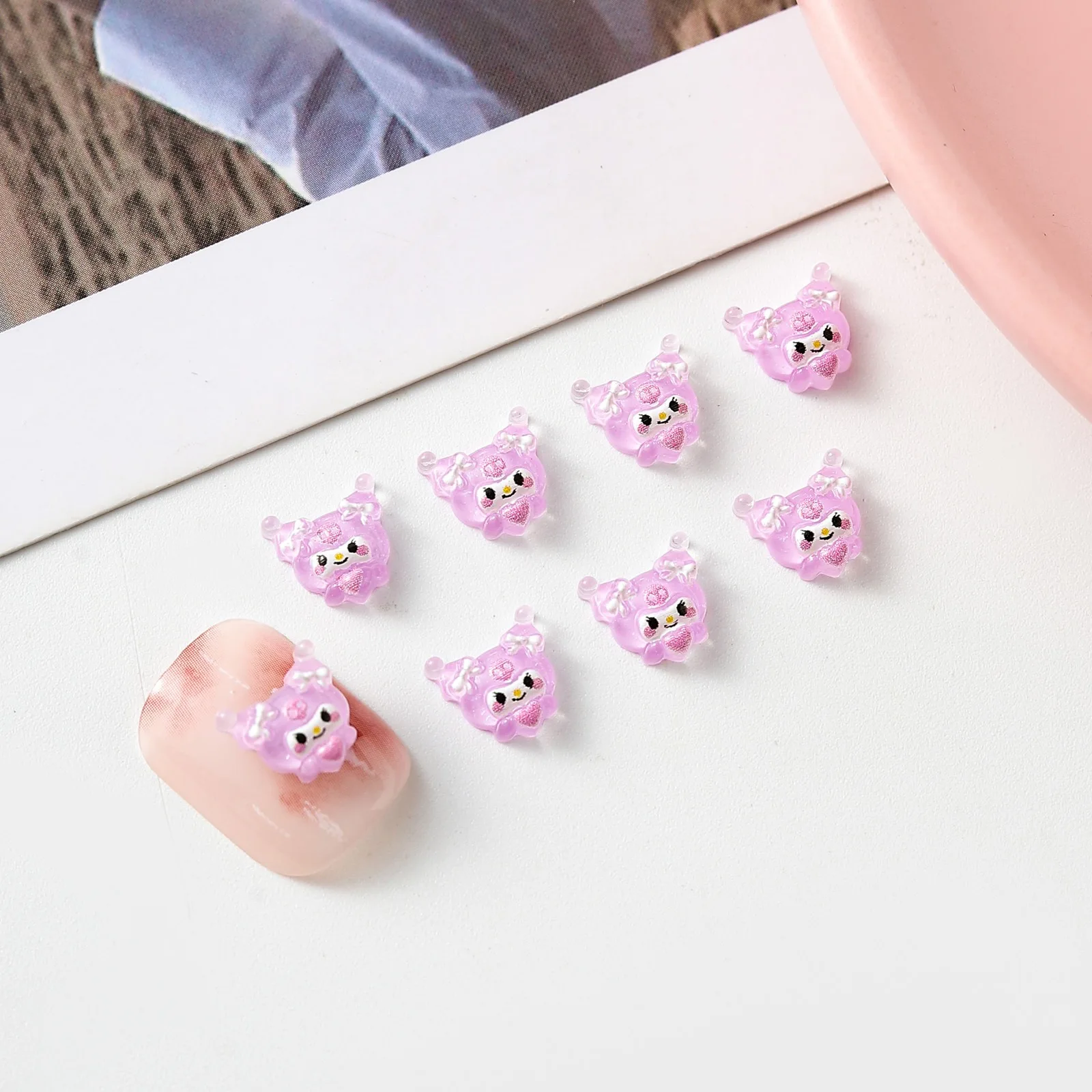 50 Buah Baru Cartoon Nail Art Cute Hug Heart Dog DIY ornamenten Perhiasan Membuat Manikur aksessori Dekorasi