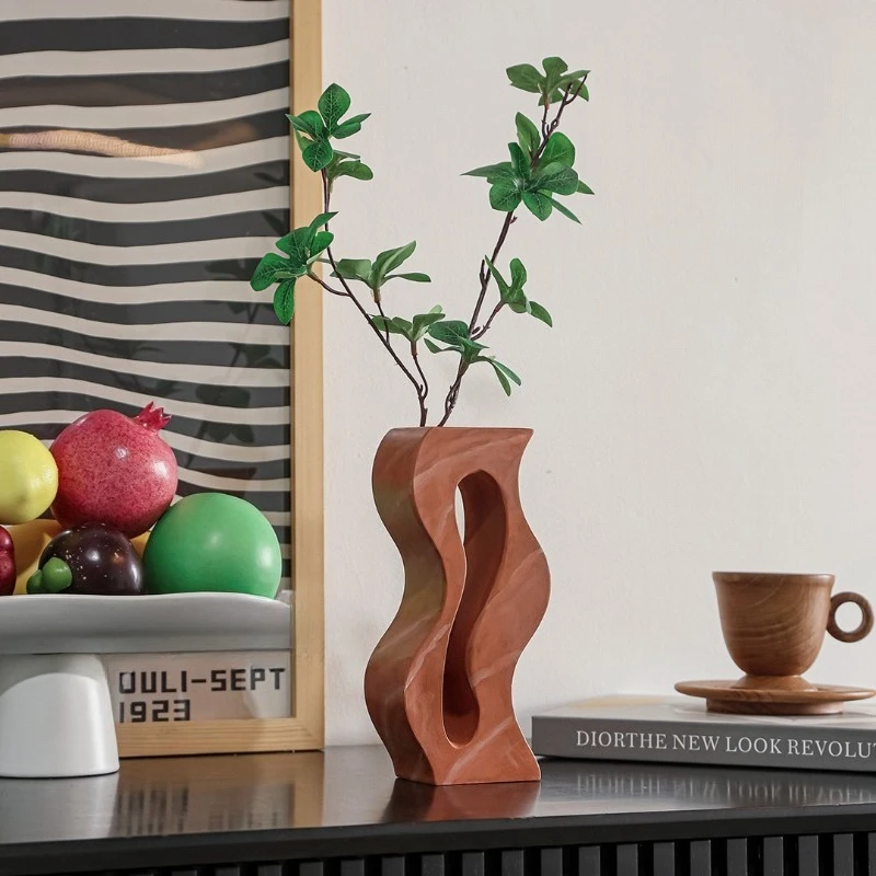 مزهرية زهور مجففة إبداعية على الطراز الأوروبي، زخرفة راتينج مجوفة هندسية، ديكور ناعم لسطح الطاولة في غرفة المعيشة وغرفة الطعام #4