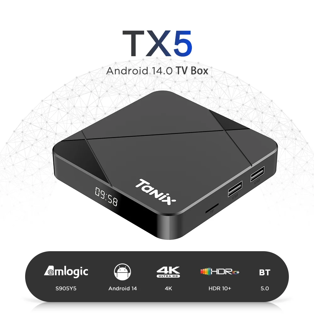 Tanix TV Box Android 14 Amlogic S905Y5 2GB 16GB 4GB 32GB 64GB Support 4K Ultra HD Dual Wifi TX5 Set Top Box