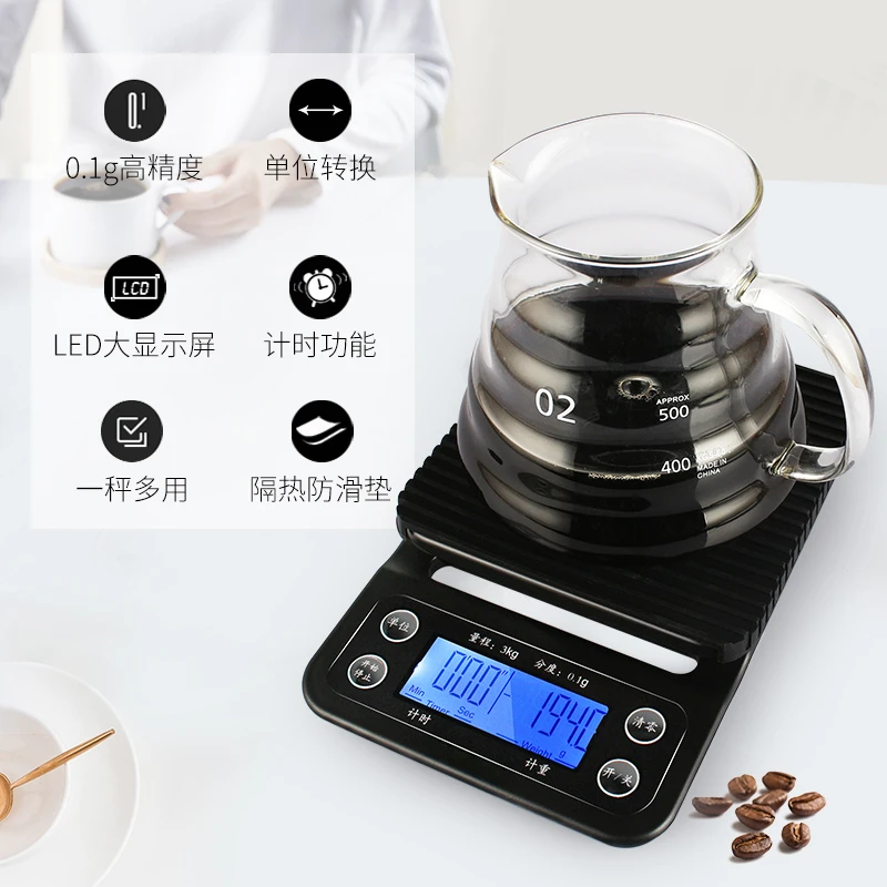 

Hand brewed coffee Electronic scale Bar food weighing scale Household small Italian kitchen Baking scale 0.1g