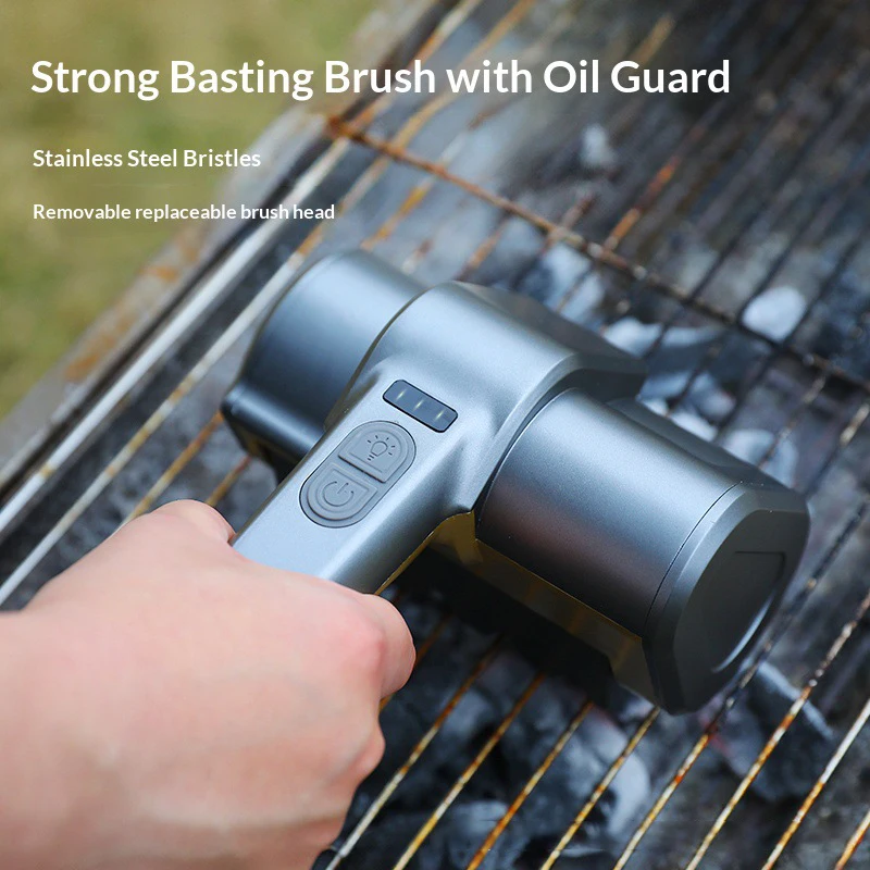 Electric Grill Cleaning Brush Rotary BBQ Cleaner Tool 2-Speed 2000mAh Cordless Rechargeable Cleanable Portable Outdoor