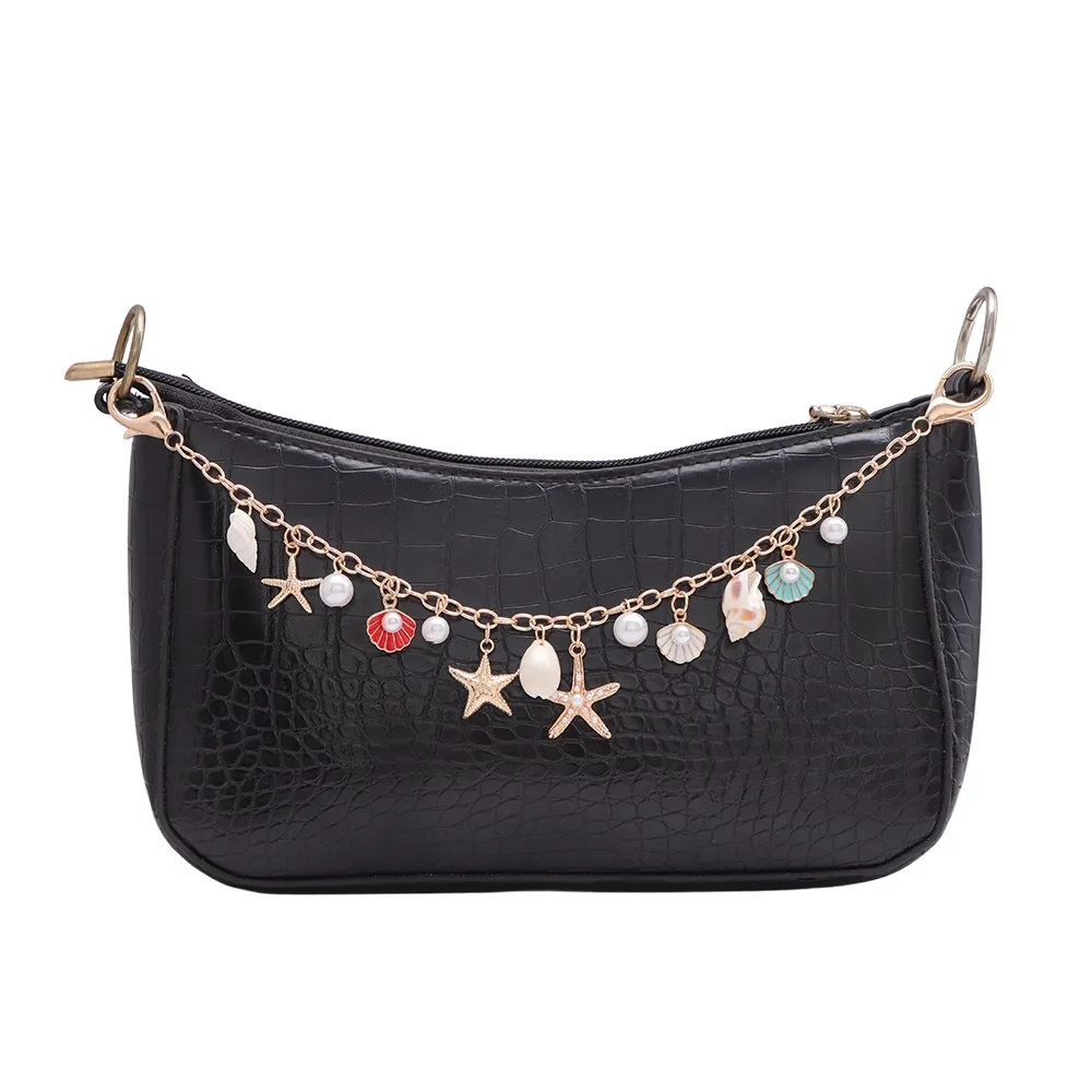 DIY Decoration Starfish Conch Pearl Bag Pendant Metal Chain Lanyard Bag Charms Accessory Key Chain Handle Chain Bag Chain