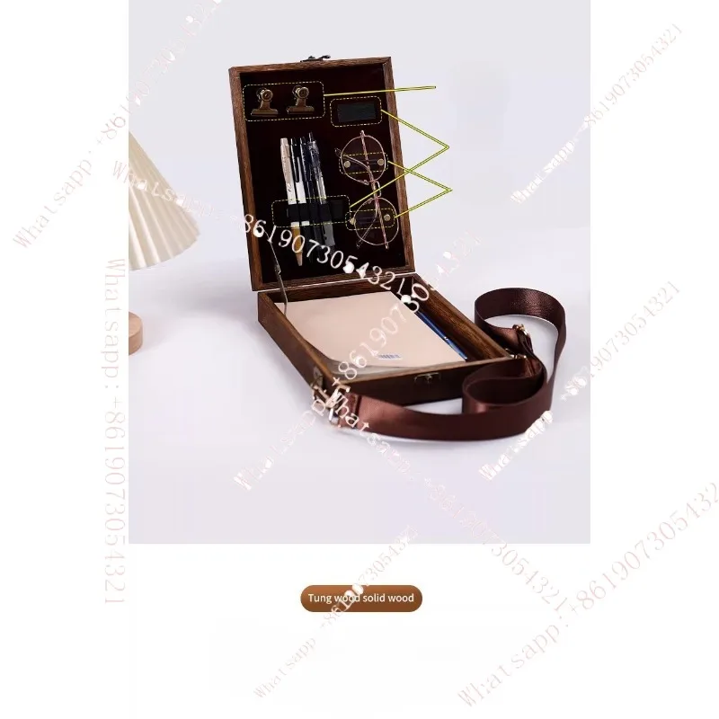 

Writer's messenger wooden box, wooden document backpack, Chinese satchel
