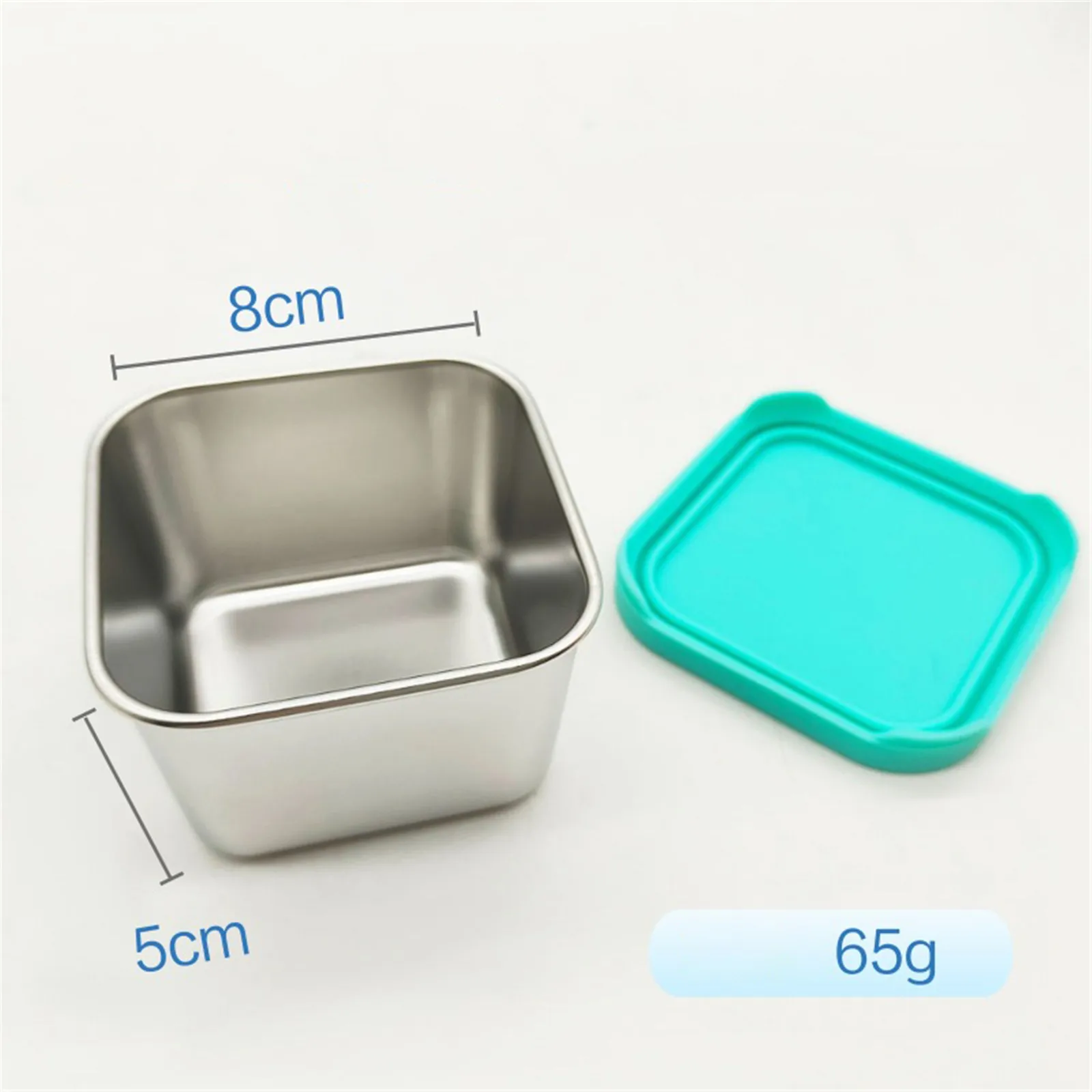 1Pc 304 Square Stainless Steel Sauce Cup With Lid Outdoor Portable Dipping Saucer Large Square Stainless Steel Snack Container