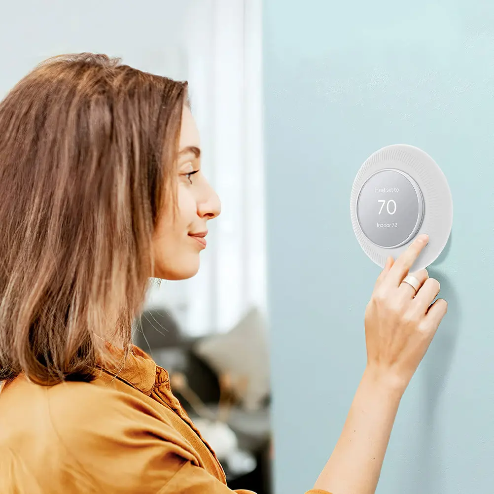 2Pcs Sleek Thermostat Wall Plate Cover Silicone Trim Kit Compatible with Nest Thermostats Scratch Resistant