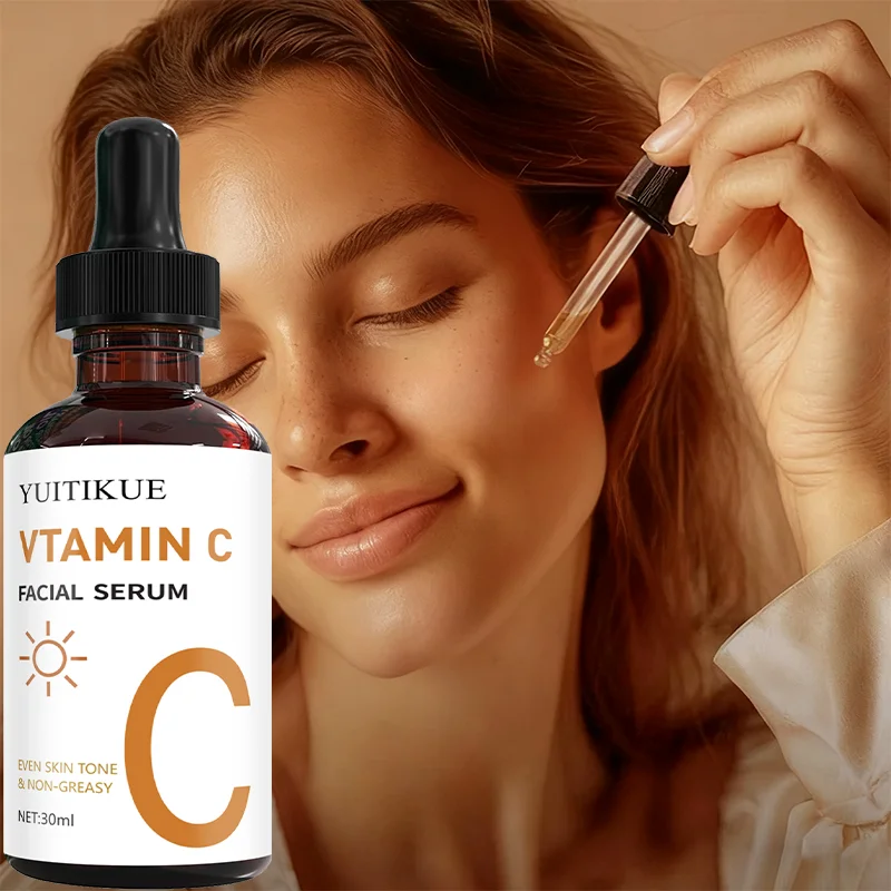 Sérum Facial de Vitamina C YUITIKUE 30ml, Sérum Iluminador para Uniformização do Tom de Pele, Fórmula Não Oleosa