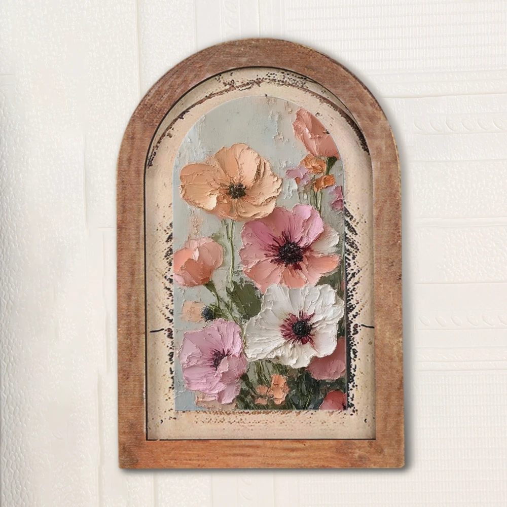Vintage Bogenförmiger Holzrahmen Wandkunst Florale Botanische Lustige Tier-Wanddekoration Landhaus Heimdekoration – Detail 12