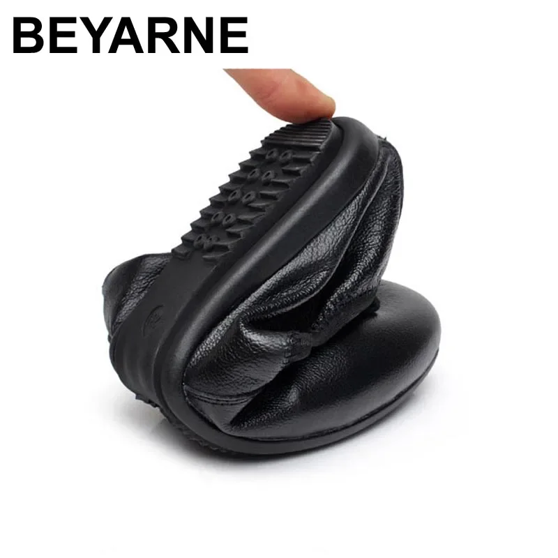 BEYARNE Fashion Brand Women Shoes Leather Ballerina Ballet Flats Foldable And Portable Travel Pregnant Shoes For Bridal Wedding