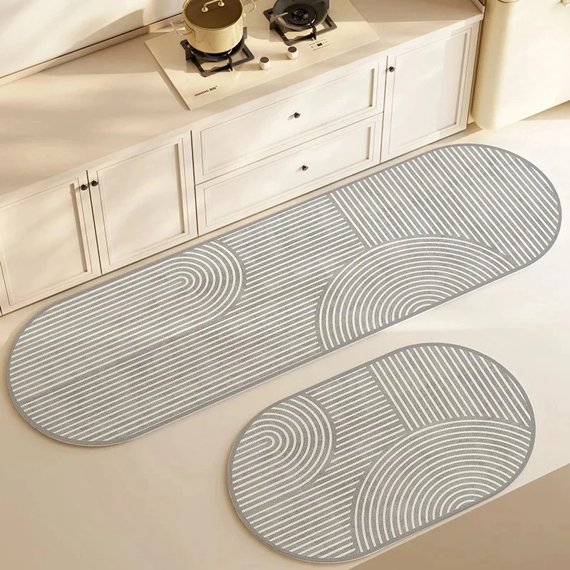 VIKAMA Simple Wabi-Sabi Style Silicofluorite Rug for Kitchen and Dining Room - Durable and Slip-resistant Mat Covering for Decor