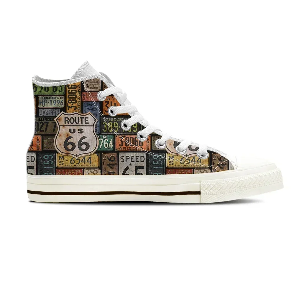 

Classic US Route 66 High Top Canvas Shoes Men Breathable Outdoors Walking Sneakers Wild Printing Graffiti Shoes