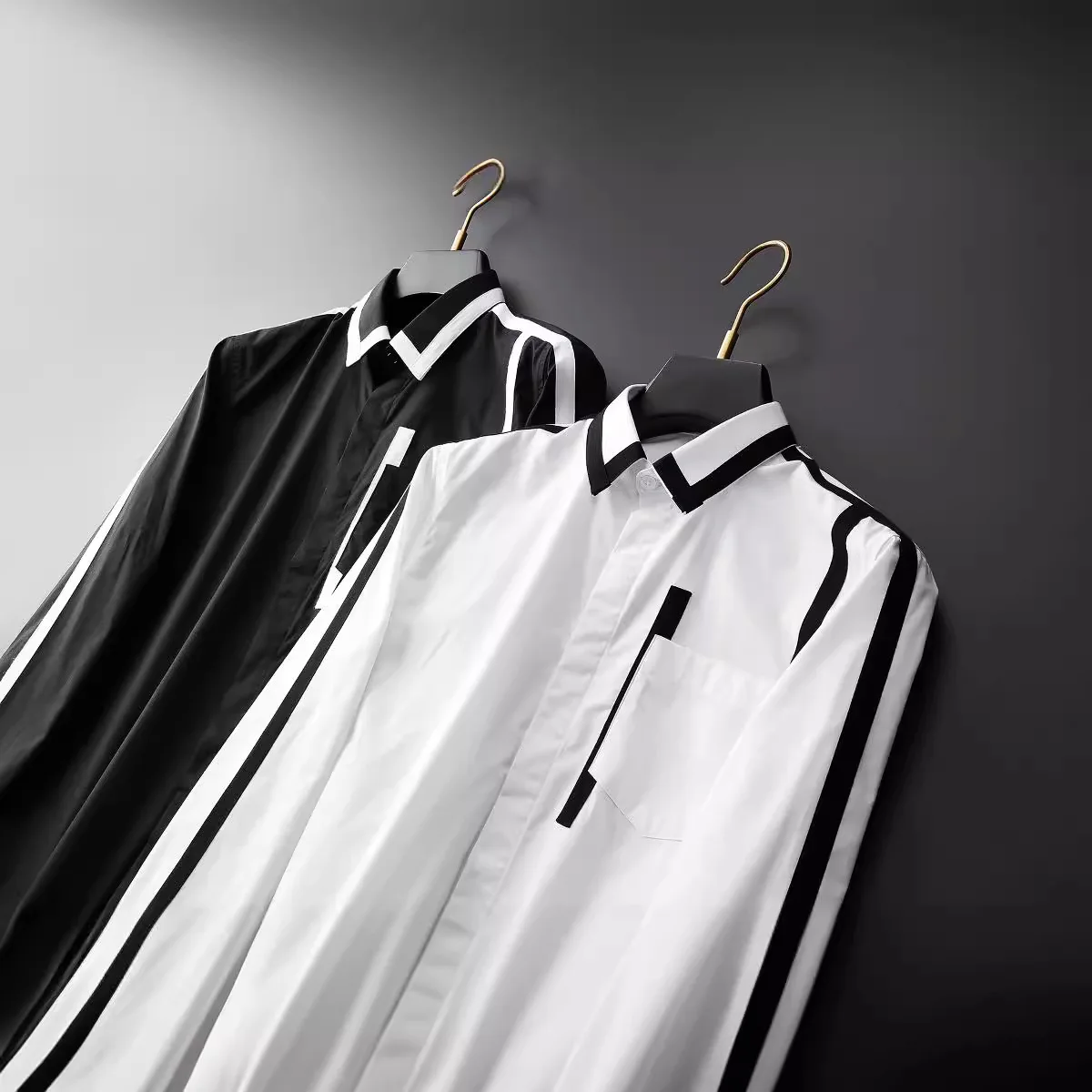 Personalized Design Spliced Men's Shirt Cotton Long Sleeve Casual Shirts Handsome Versatile Business Social Banquet Dress Shirt