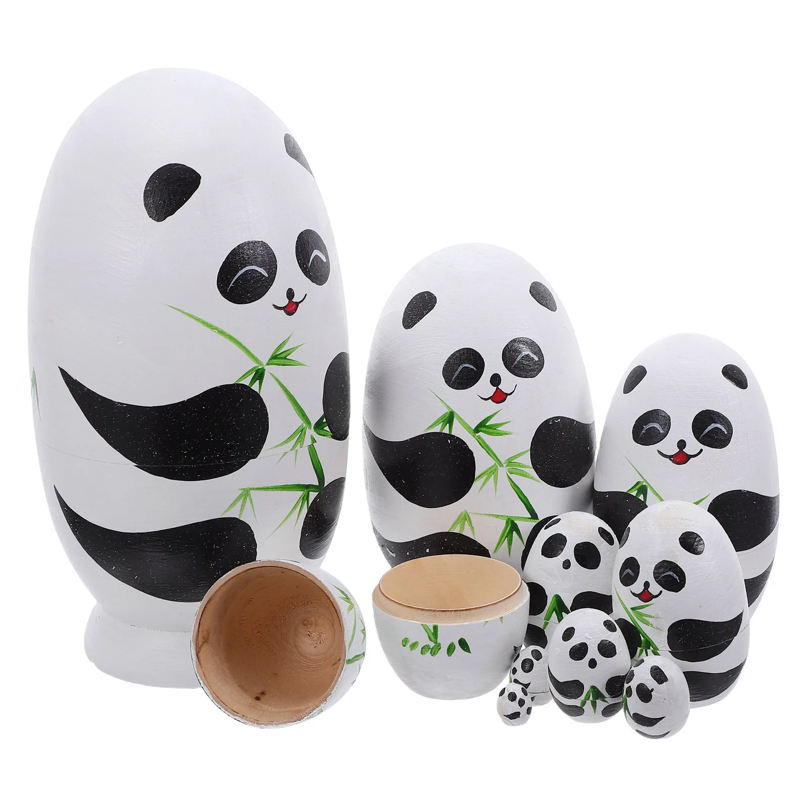

1Set Handmade Wooden Panda Nesting Set Authentic Russian Stacking for Kids Playful Room Decor Panda Nesting Set