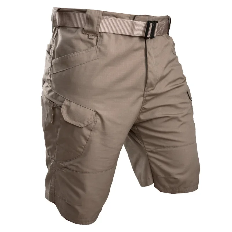 Shorts táticos urbanos para homens, calções de carga impermeáveis resistentes ao desgaste, secagem rápida, calças de caminhada com vários bolsos, ao ar livre, tamanho grande