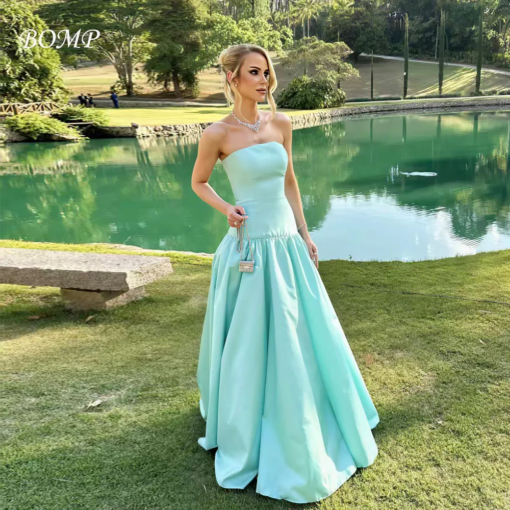 Elegancka zielona suknia wieczorowa z tafty, bez ramiączek, drapowana, o kroju litery A, na specjalne okazje, wesele, studniówkę, szyta na miarę dla kobiet.