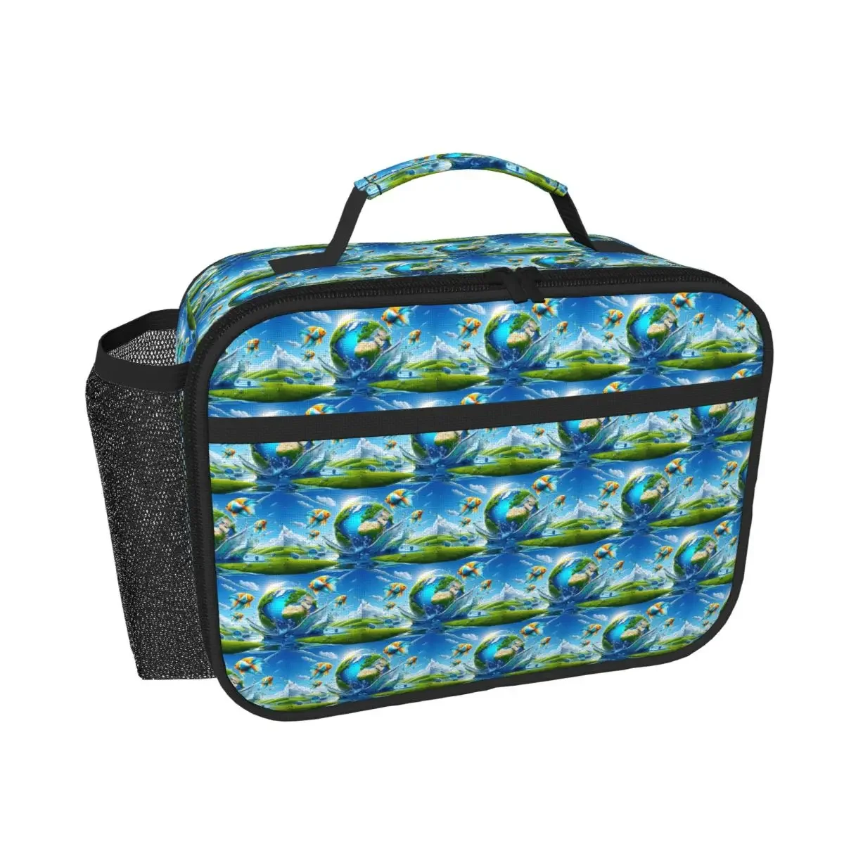 Frutiger Aero Earth Splash Insulated Lunch Bag for Women Children Leakproof Food Boxes Thermal Lunch Box Tote