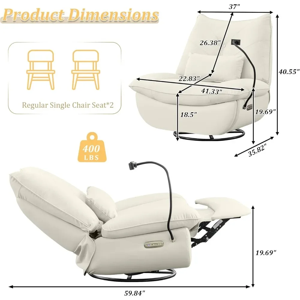 Kursi Recliner daya besar, kursi goyang Modern untuk dewasa, kursi malas kulit imitasi Rocker lebar 41.3"