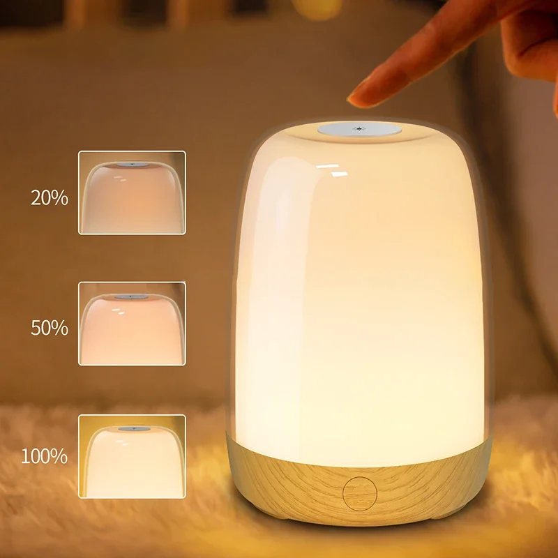 Veilleuse LED avec réveil pour enfants, capteur tactile, lumière douce et chaude, 7 couleurs, lampe à cendres, cadeau pour bébé