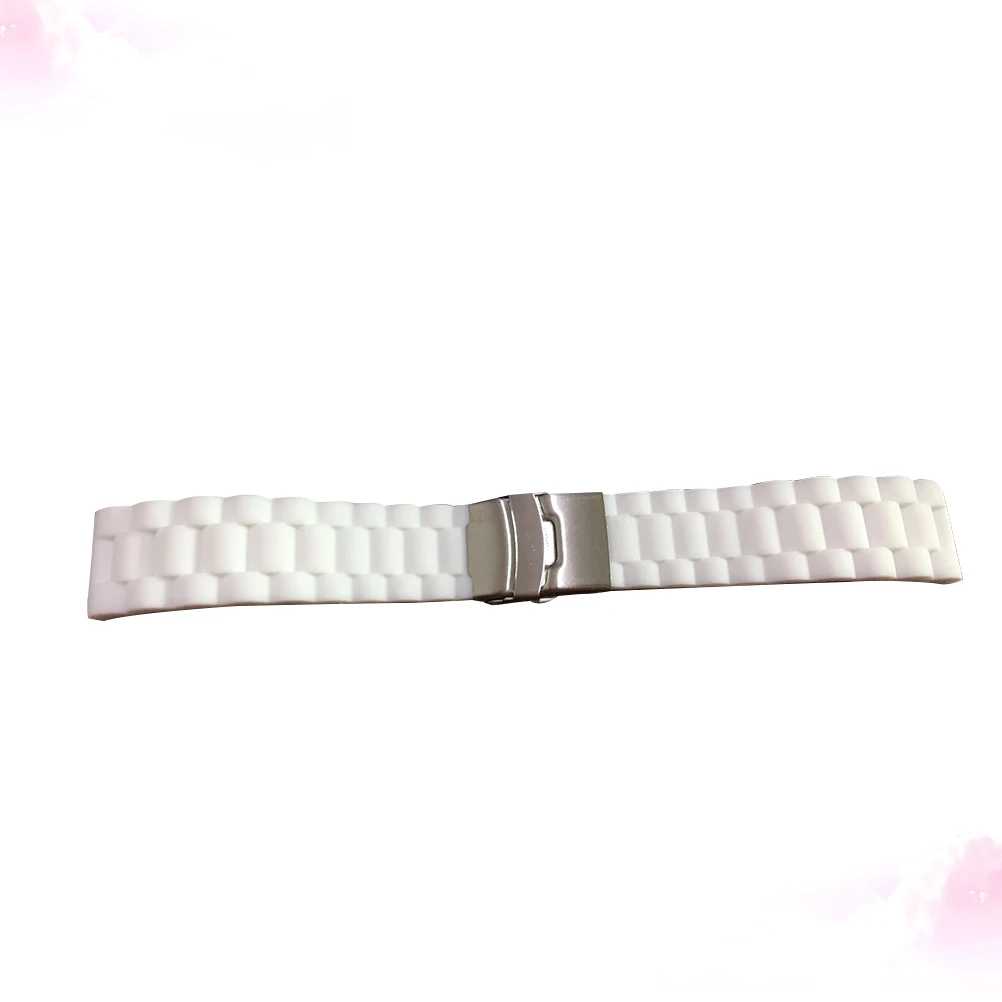 

22 Mm Silicone Watch Strap Elbow Watchband Bands Folding Clasp Deployment Buckle Accessories