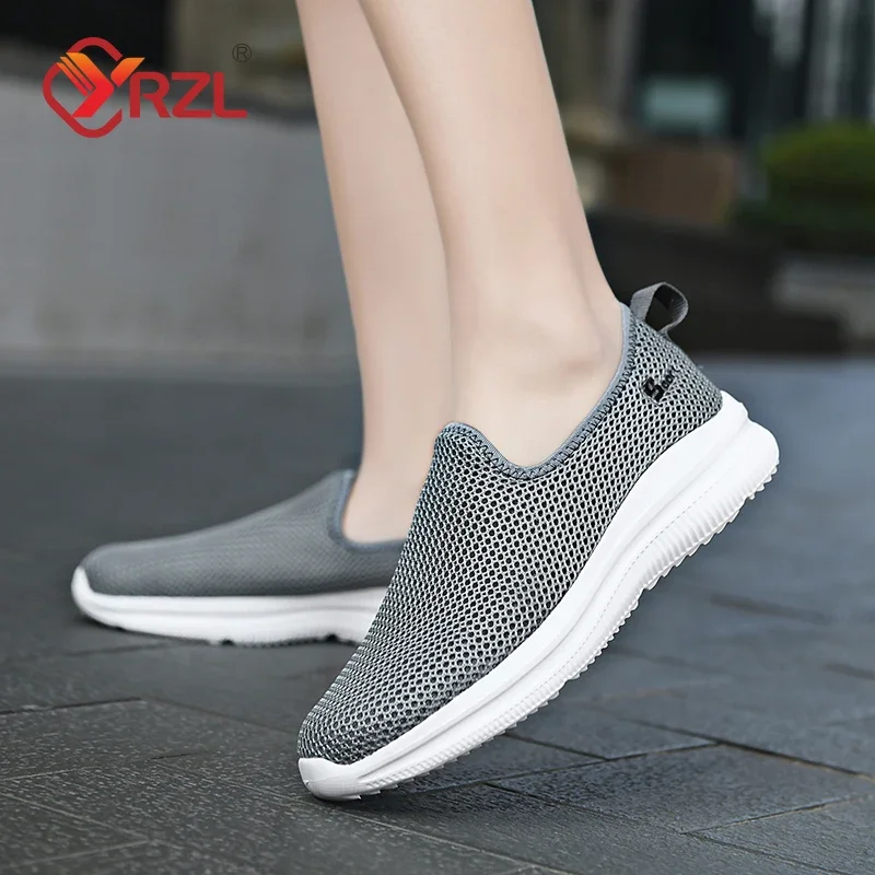 YRZL Mens Mesh Shoes Breathable Unisex Casual Shoes Outdoor Non-Slip Mesh Loafers Walking Lightweight Fashion Male Tennis Shoes