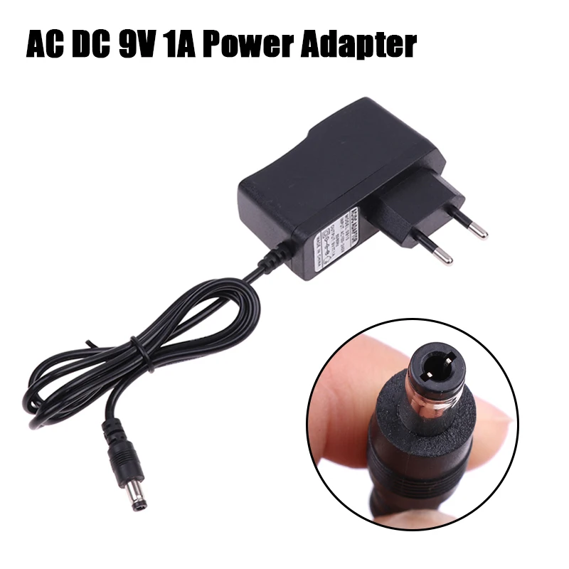 1pc AC DC 9V 1000ma Power Adapter Supply EU Plug Reverse Polarity Charger Adaptor AC 100V-240V Converter Negative Inside Switch