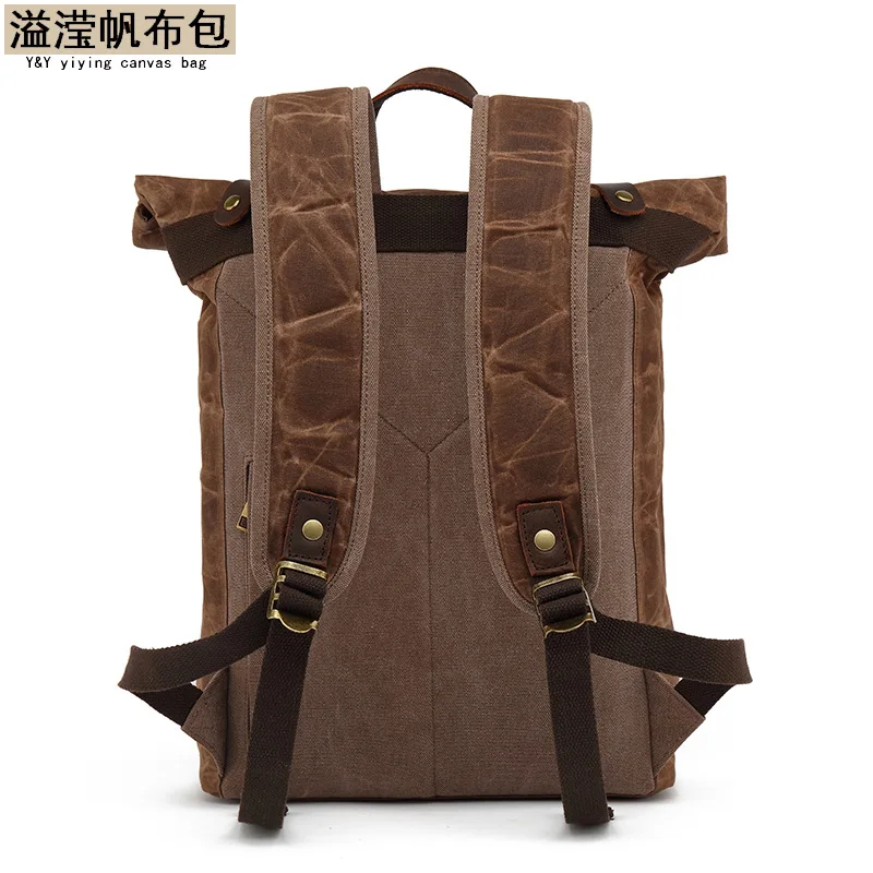 Luxury Vintage Canvas Backpacks for Men Oil Wax Canvas Rucksacks Travel bag Backpack Large Waterproof Daypacks Retro Bagpack