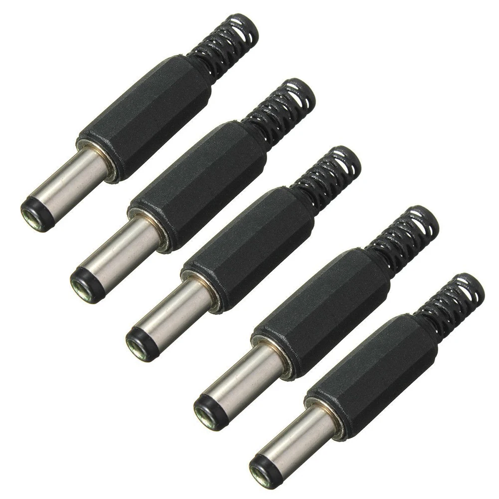 Masculino DC Power Plug Socket, Adaptador Jack, Conector do Adaptador, 5.5mm X 2.5mm, 5Pcs