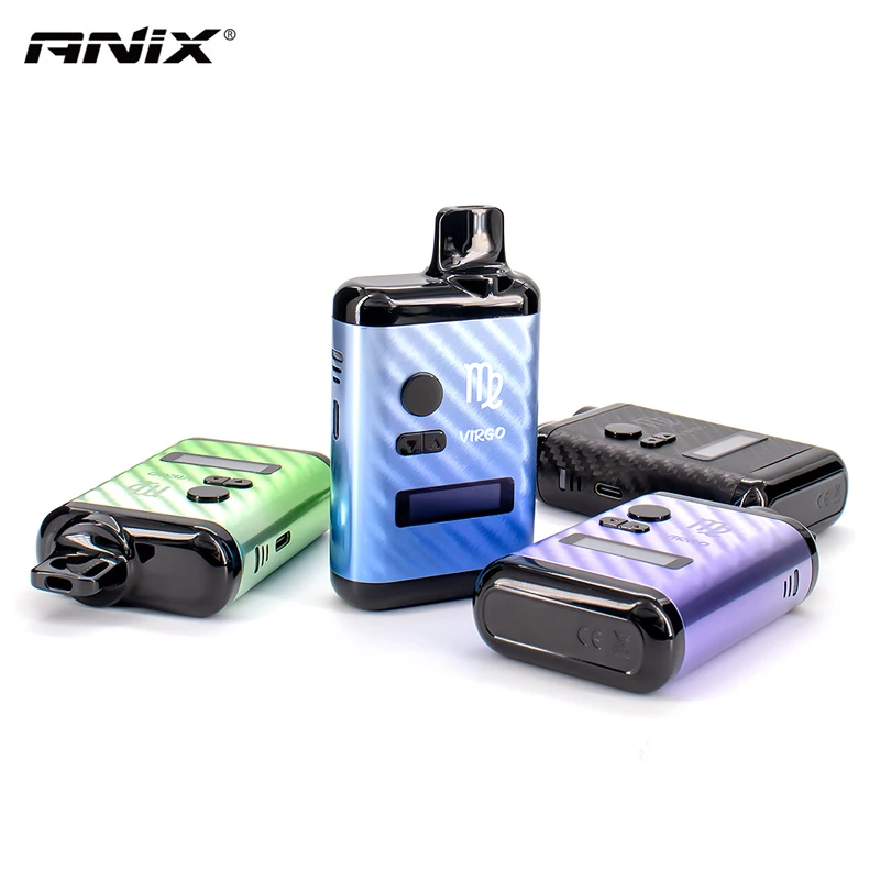 Anix Virgo Dry Herb Vaporizer 1300mAh Temp Control Ceramic Heating Chamber OLED Screen Yocan Hit Vane Xmax Herbal Vape Pen Kit