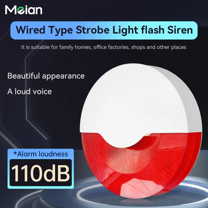 i Alarm 110DB Flash LED Strobe Light Wired Siren Work For Wifi GSM PSTN Home Security Burglar Alarm System 433MHz