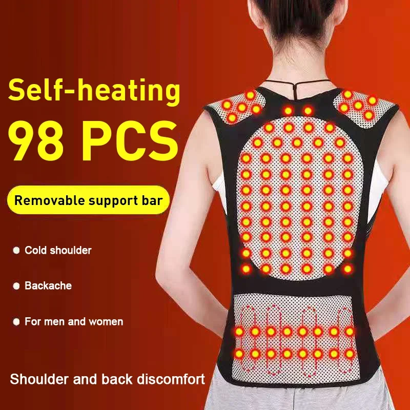 98 Tourmaline Self-heating Magnetic Therapy Waist Back Shoulder Posture Corrector Brace Pain Relief Heating Vest