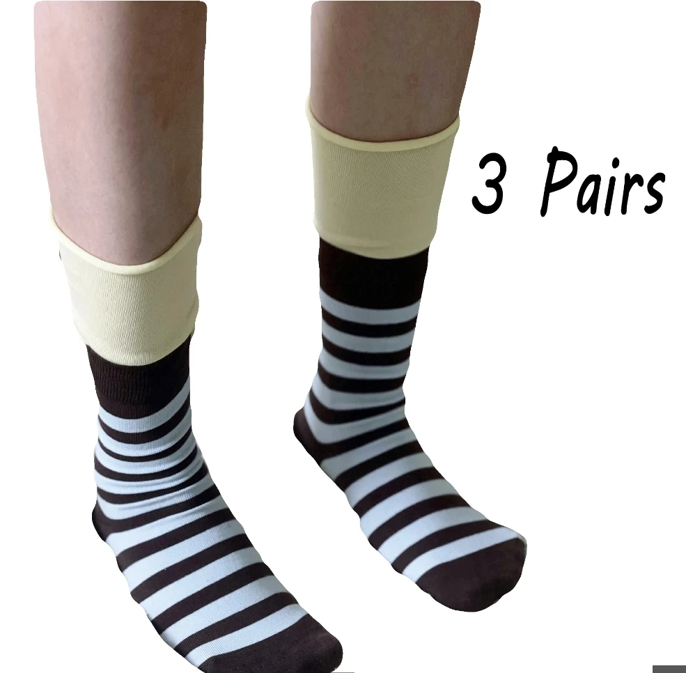 

3 Pairs Unisex Patchwork Cotton socks woman girls stripe fashion slouch socks street fashion fold wear long tube socks