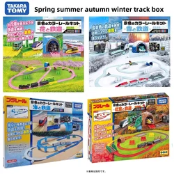 TAKARA TOMY Road Track Set Four Seasons Snow Field Railway Set Spring Summer Autumn Winter track set box,children's holiday gift