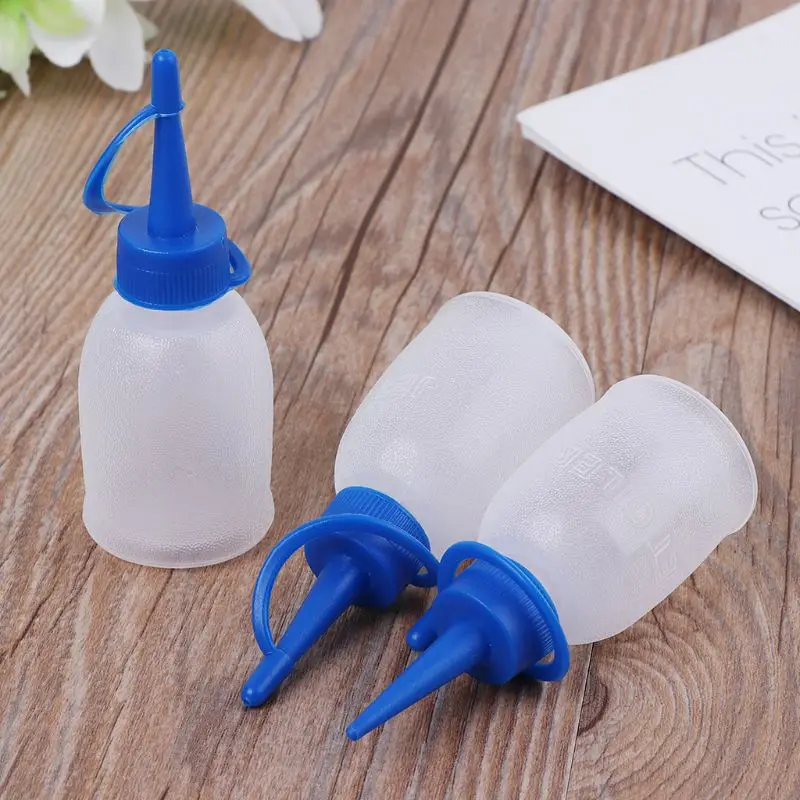 10PCS/Set Refillable Mini Empty Squeeze Bottle with Blue Tip Caps for Tough Plastic Bottle Great for Art Crafts