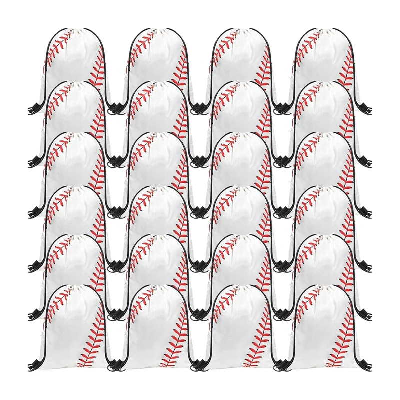 24 Pcs Drawstring Bag Sports Drawstring Bag Backpack With Drawstring For Adults Baseball  Drawstring