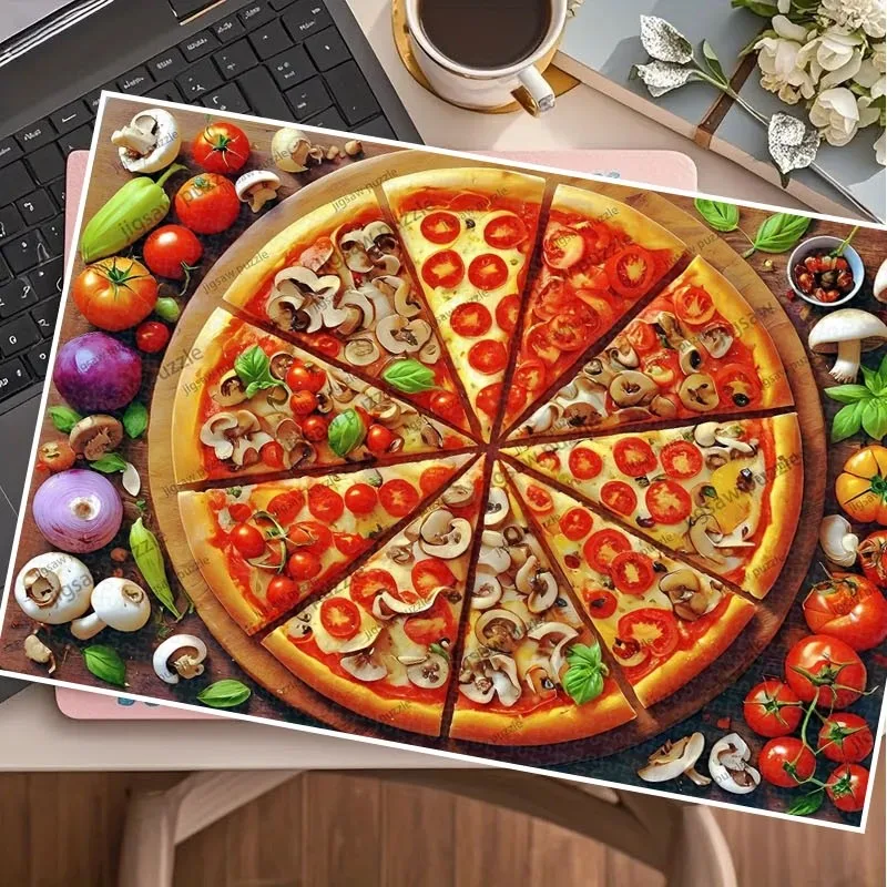 เกมปริศนาพิซซ่า 1000 ชิ้น - จิ๊กซอว์ขนาดใหญ่ เหมาะสำหรับผู้ใหญ่และครอบครัว สนุกคลายเครียด พร้อมกล่องกระดาษแข็ง ประกอบยาก