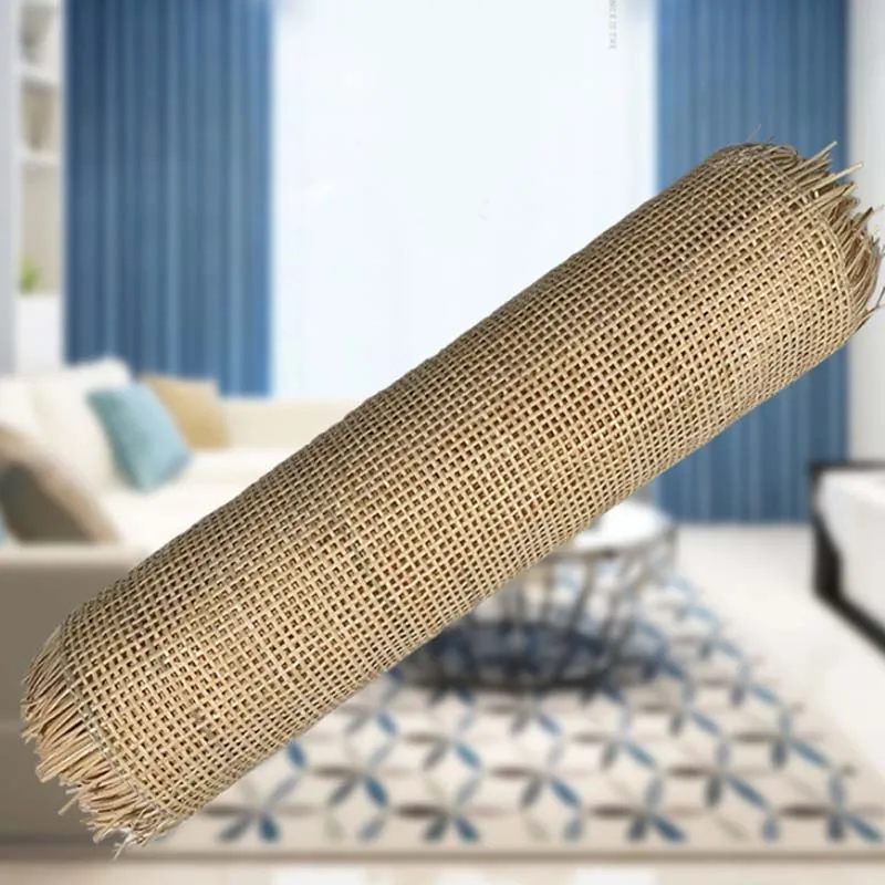 60cm Width Natural Rattan Roll Hollow Square Lattice Indonesian Cane Webbing Material For Home Furniture Decoration Repair